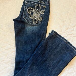 Miss Me Dark Blue Boot Cut Jeans with Embellished